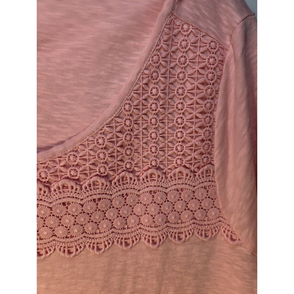 Talbots Pink Lace Front Tee Short Sleeve Casual Weekend Size 1X - Picture 3 of 5